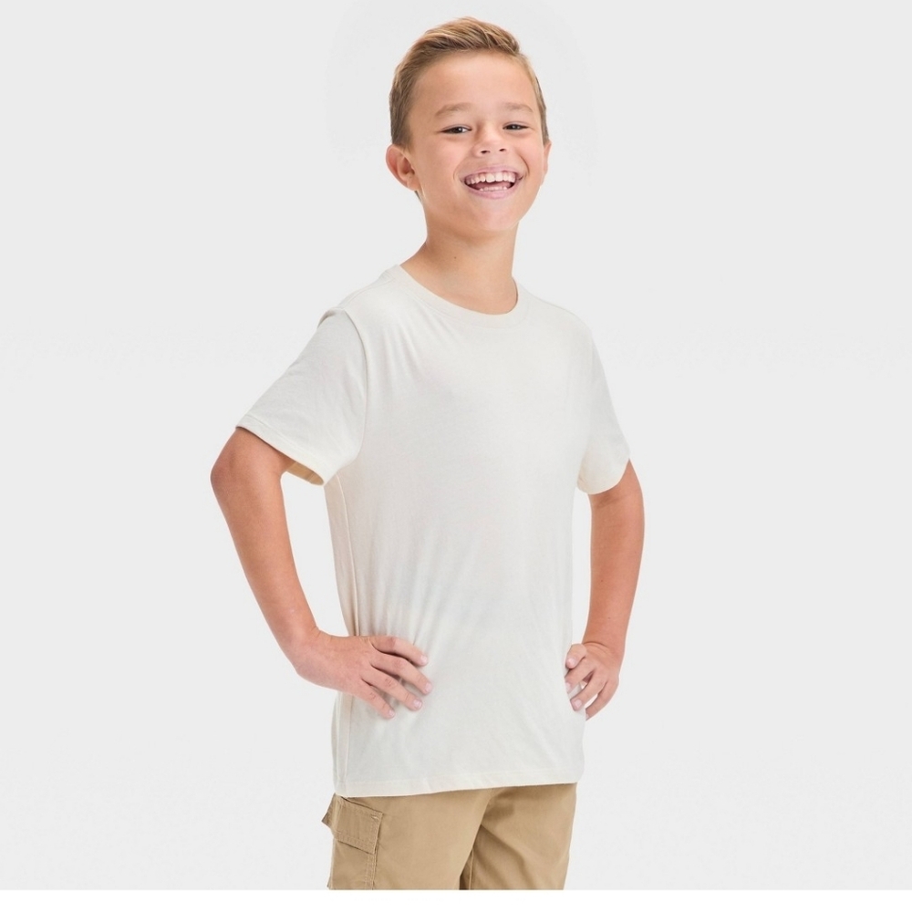 Cat & Jack Boys Beige Short Sleeve T Shirt